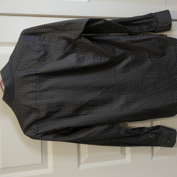 BLU BY POLIFRONI Slim Fit Patterned Dress Shirt in Gray (Small) - Picture 6 of 6